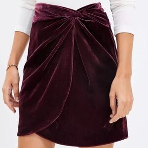 LOFT Velvet Mini Skirt in Deep Burgundy NWOT